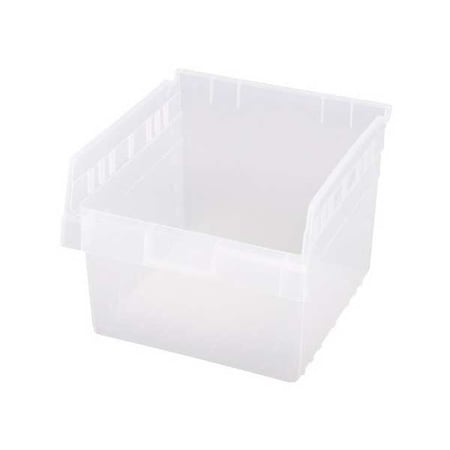 Shelf Storage Bin, Polypropylene, Clear, 8 in H, 11 1/8 in W, 11 5/8 in L