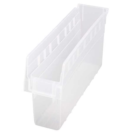 Shelf Storage Bin, Polypropylene, Clear, 8 in H, 4 3/8 in W, 17 7/8 in L