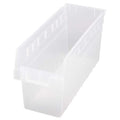 Shelf Storage Bin, Polypropylene, Clear, 8 in H, 6 5/8 in W, 17 7/8 in L