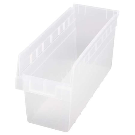 Shelf Storage Bin, Polypropylene, Clear, 8 in H, 6 5/8 in W, 17 7/8 in L