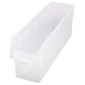 Shelf Storage Bin, Polypropylene, Clear, 8 in H, 6 5/8 in W, 23 5/8 in L