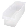 Shelf Storage Bin, Polypropylene, Clear, 8 in H, 11 1/8 in W, 23 5/8 in L