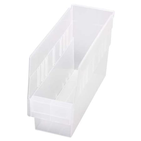 Shelf Storage Bin, Polypropylene, Clear, 6 in H, 4 3/8 in W, 11 5/8 in L