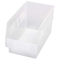 Shelf Storage Bin, Polypropylene, Clear, 6 in H, 6 5/8 in W, 11 5/8 in L