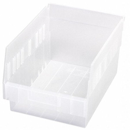 Shelf Storage Bin, Polypropylene, Clear, 6 in H, 8 3/8 in W, 11 5/8 in L