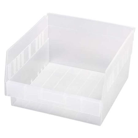 Shelf Storage Bin, Polypropylene, Clear, 6 in H, 11 1/8 in W, 11 5/8 in L