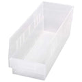 Shelf Storage Bin, Polypropylene, Clear, 6 in H, 6 5/8 in W, 17 7/8 in L