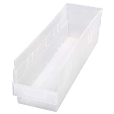 Shelf Storage Bin, Polypropylene, Clear, 6 in H, 6 5/8 in W, 23 5/8 in L