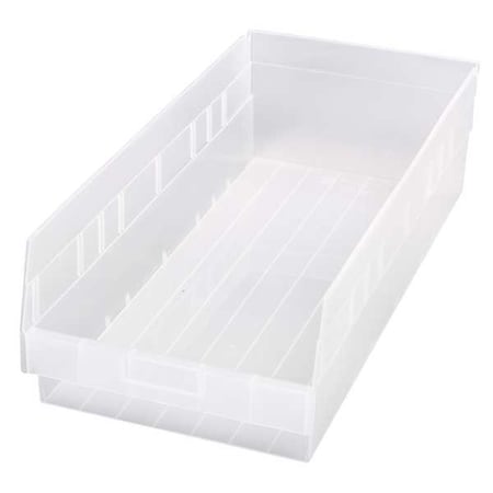 Shelf Storage Bin, Polypropylene, Clear, 6 in H, 11 1/8 in W, 23 5/8 in L