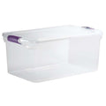 Stackable Storage Tote W/ Lid, 16 gal, 28-3/4 in L x 16 in W x 10-5/8 in H, Clear, Polypropylene