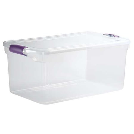 Stackable Storage Tote W/ Lid, 16 gal, 28-3/4 in L x 16 in W x 10-5/8 in H, Clear, Polypropylene