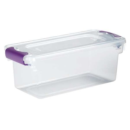 Stackable Storage Tote W/ Lid, 1.8 gal, 16-1/4 in L x 7 in W x 6-1/8 in H, Clear, Polypropylene