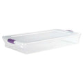 Stackable Storage Tote W/ Lid, 15 gal, 40 in L x 20 in W x 6-1/8 in H, Clear, Polypropylene