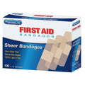 Adhesive Bandage, Sheer, Plastic, 1 in., PK100