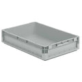 Solid & Stackable Straight Wall Storage Container, 6.1 gal, 24 in L x 16 in W x 5 in H, Gray