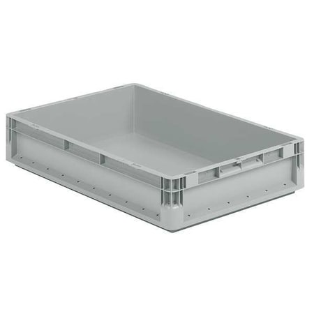 Solid & Stackable Straight Wall Storage Container, 6.1 gal, 24 in L x 16 in W x 5 in H, Gray