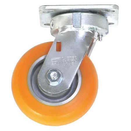 Kingpinless Swivel Plate Caster, Polyurethane, 750 lb.