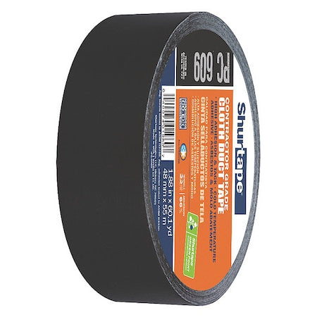 Duct Tape, Black, 60-1/8 yd L, 1-7/8 in W