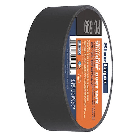 Duct Tape, Black, 60-1/8 yd L, 1-7/8 in W