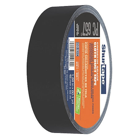Duct Tape, Black, 60-1/8 yd L, 1-7/8 in W