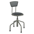 Round Stool with Backrest, Height 16" to 22"Pewter