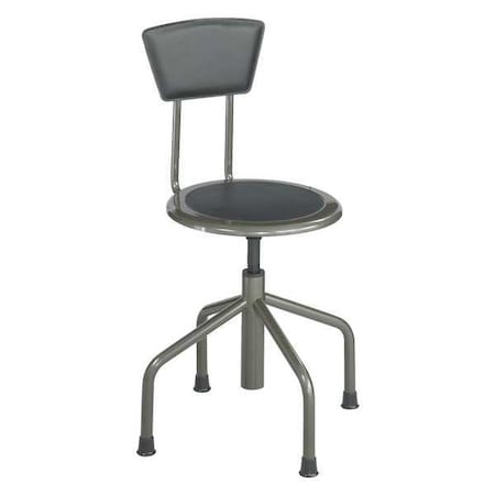 Round Stool with Backrest, Height 16" to 22"Pewter