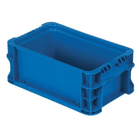 Solid & Stackable Straight Wall Storage Container, 0.7 gal, 12 in L x 7-3/8 in W x 5 in H, Blue