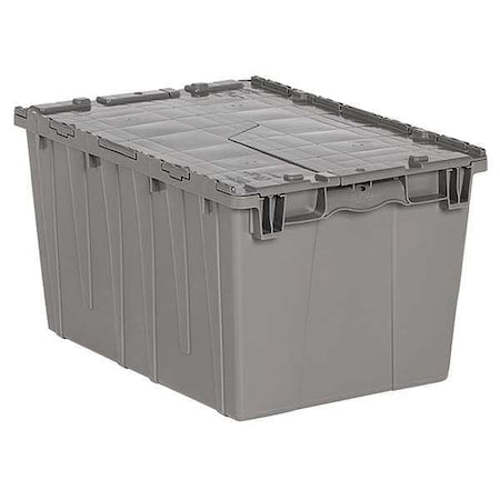 Attached Lid Container, 12.71 gal Volume Cap., 21 3/4 in L, 14 7/8 in W, 12 1/8 in H, Gray