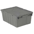 Attached Lid Container, 9.72 gal Volume Cap., 21 7/8 in L, 15 1/4 in W, 9 in H, Gray