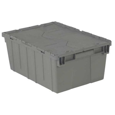 Attached Lid Container, 9.72 gal Volume Cap., 21 7/8 in L, 15 1/4 in W, 9 in H, Gray