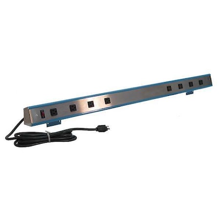 Outlet Strip, 8 5-15R, 5-15P, 9 ft., Gray