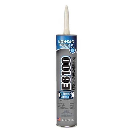 Adhesive, E6100 Series, Cloudy White(Wet), Clear(Dry), 10.2 oz, Cartridge