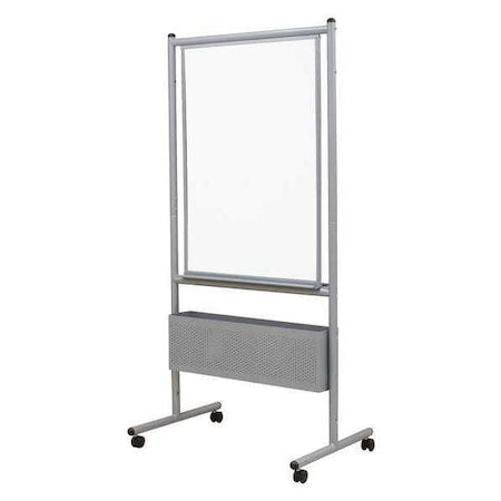 Dry Erase Board, Porcelain, 40 3/4 in, 34 3/4 in, Steel Frame, White, Gloss