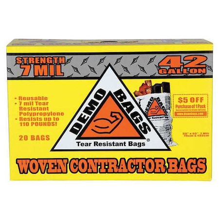 42 gal Trash Bags, 30 in x 48 1/2 in, 9.0 mil, White