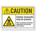 Caution Sign, 3 1/2 in Height, 5 in Width, Reflective Sheeting, Horizontal Rectangle, English