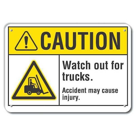 Caution Sign, 10 in H, 14 in W, Plastic, Horizontal Rectangle, English, LCU3-0015-NP_14x10