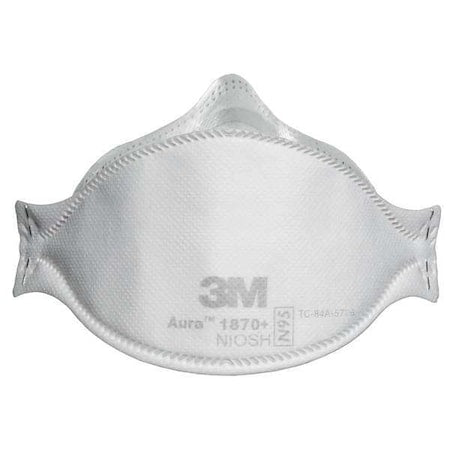 Particulate Respirator & Surgical Mask, N95, Aura, Flat Fold, Nose Foam, Nose Clip, Size M, Pk 10
