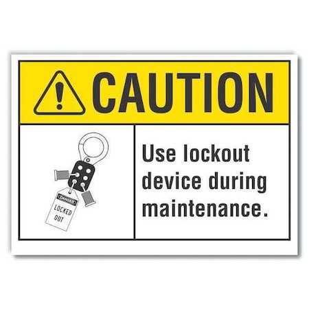 Caution Sign, 10 in Height, 14 in Width, Reflective Sheeting, Horizontal Rectangle, English