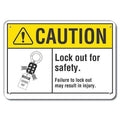 Caution Sign, 10 in Height, 14 in Width, Plastic, Horizontal Rectangle, English