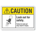 Caution Sign, 7 in Height, 10 in Width, Non-PVC Polymer, Vertical Rectangle, English