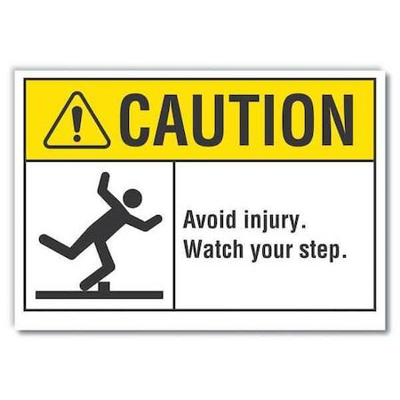 Caution Sign, 7 in H, 10 in W, Non-PVC Polymer, Vertical Rectangle, English, LCU3-0098-ED_10x7