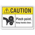 Caution Sign, 10 in Height, 14 in Width, Non-PVC Polymer, Horizontal Rectangle, English