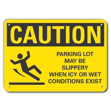 Reflective Slippery Caution Sign, 7 in H, 10 in W, Aluminum, Vertical Rectangle, LCU3-0139-RA_10x7