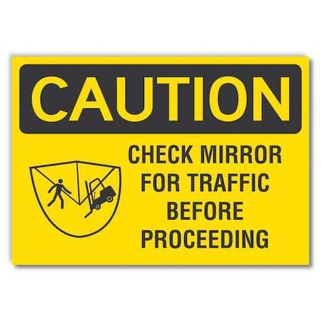 Caution Sign, 10 in H, 14 in W, Non-PVC Polymer, Horizontal Rectangle, English, LCU3-0135-ED_14x10