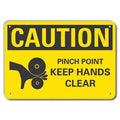Reflective Pinch Point Caution Sign, 7 in Height, 10 in Width, Aluminum, Vertical Rectangle