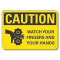 Caution Sign, 10 in Height, 14 in Width, Plastic, Horizontal Rectangle, English