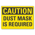 Dust Mask Caution Reflective Label, 3 1/2 in Height, 5 in Width, Reflective Sheeting, English