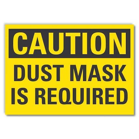 Dust Mask Caution Reflective Label, 3 1/2 in Height, 5 in Width, Reflective Sheeting, English