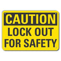 Caution Sign, 10 in Height, 14 in Width, Plastic, Horizontal Rectangle, English