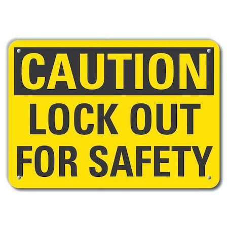 Caution Sign, 10 in Height, 14 in Width, Plastic, Horizontal Rectangle, English